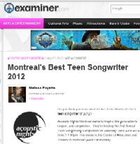 Article dans Montreal Examiner, le 23 mai, 2012